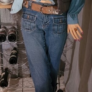 Ultra low waist cropped jeans